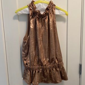 • Ramy Brook • Copper Velvet Glitter Lonny Blouse